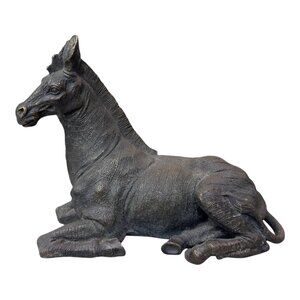 Signed Loet Vanderveen Vtg Bronze Horse Zebra Sculpture Detailed Antique Patina